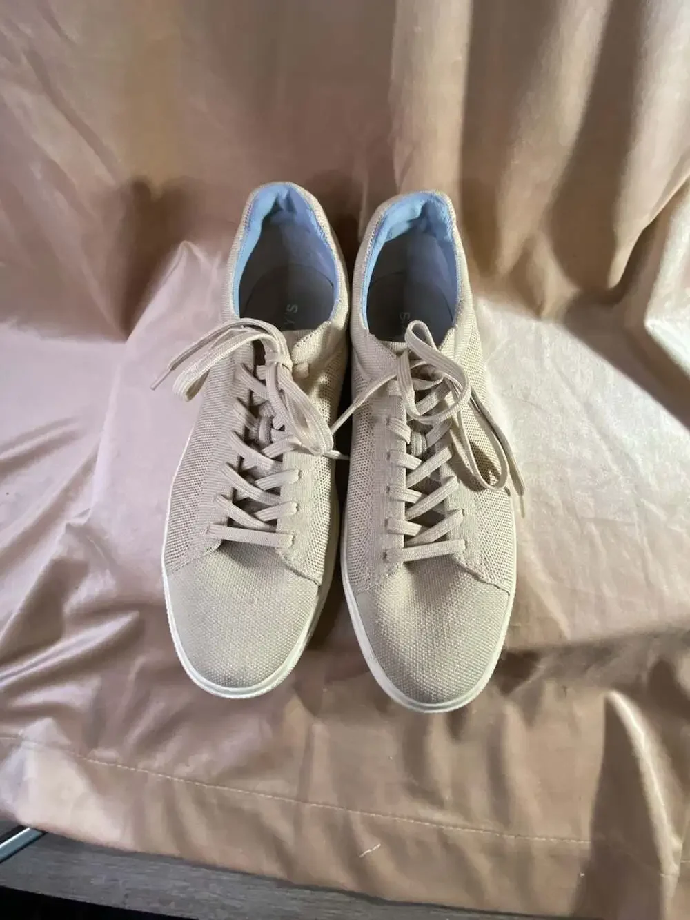 Rothy's RS02 Lace-Up Low Top Knit Sneakers in Beige